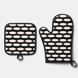 Moderne zwart-wit patroon oven Mitt & Pot Hol Ovenwant & Pannenlap Set