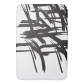 Moderne zwart-wit penseelstreken Minimalistisch Badmat (Voorkant Verticaal)