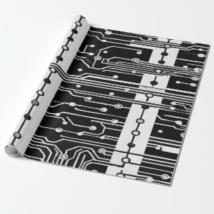 Moderne zwart-wit print van een printplaat cadeaupapier