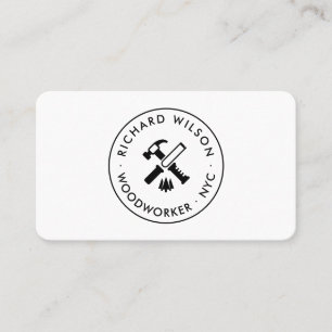Moderne zwart-wit professionele timmerman logo visitekaartje