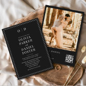 Moderne Zwart Wit QR Code Fotobruiloft Kaart