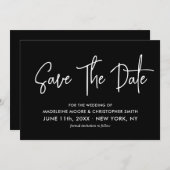 Moderne Zwart Wit QR Code Kalligrafie Save The Date (Voorkant / Achterkant)