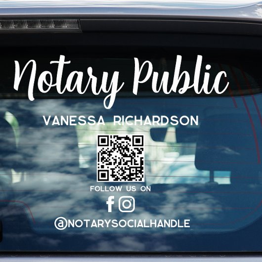 Moderne Zwart & Wit QR Code Notaris Volg ons Raamsticker