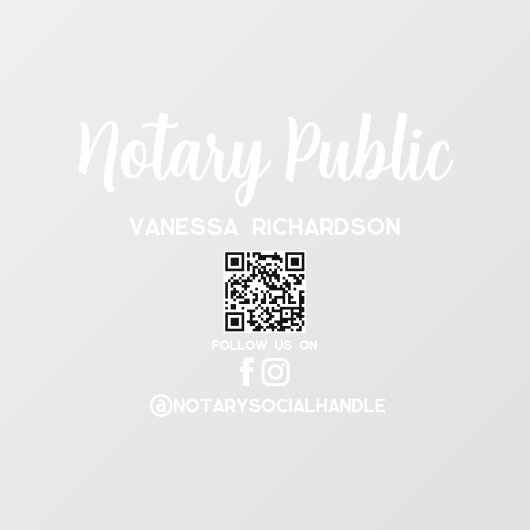 Moderne Zwart & Wit QR Code Notaris Volg ons Raamsticker (Vel)