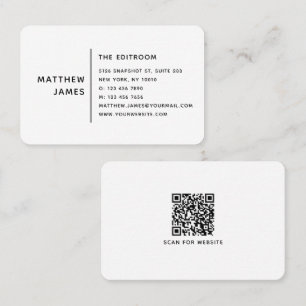 Moderne Zwart-Wit QR-Code Professioneel Visitekaartje