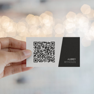 Moderne Zwart-Wit QR-code Zakelijke Kaart Visitekaartje