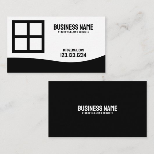 Moderne Zwart-wit Raamreiniging Visitekaartje (Voorkant / Achterkant)