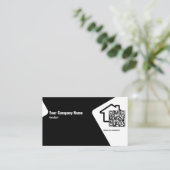 Moderne Zwart-wit Realtor QR Code Visitekaartje (Staand voorkant)
