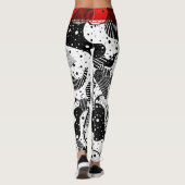 Moderne Zwart Wit & Rood Abstracte Geometrische Ku Leggings (Achterkant)