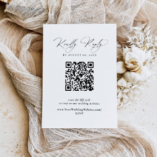 Moderne Zwart-Wit RSVP met QR-codekaart Notitiekaartje