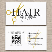 Moderne Zwart Wit Schaar QR Code Hair Stylist