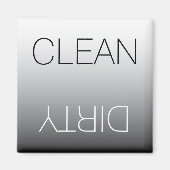 Moderne Zwart & Wit Schoon Vuil Vaatwasser Magneet (Voorkant)