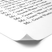 Moderne Zwart-Wit Script Bruiloft Zitplaatsen Poster (Hoek)