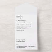 Moderne zwart-wit script minimalistische bruiloft all in one uitnodiging (Binnen)