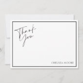 Moderne Zwart-Wit Stip Flat Bedankkaart (Voorkant)