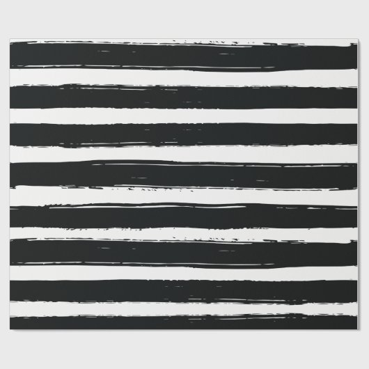 Moderne Zwart & Wit Strepen Trendy Verjaardagsfees Cadeaupapier (Vlak)