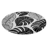 Moderne zwart-wit tropische bladeren snijplank (Hoek)