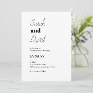 Moderne zwart-wit trouwfeest chic kaart