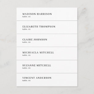 Moderne Zwart-wit Trouwtafel Naam Kaart DIY