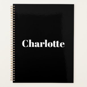 Moderne zwart-wit typografie aangepaste naam monog planner