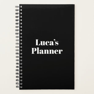 Moderne zwart-wit typografie aangepaste naam planner