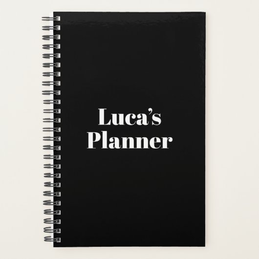 Moderne zwart-wit typografie aangepaste naam planner (Voorkant)