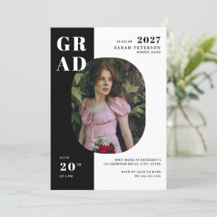 Moderne zwart-wit typografie Foto Afstuderen Kaart