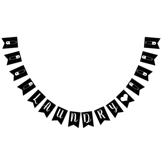 Moderne Zwart & Wit Veiligheidsspelden Wasruimte Vlaggetjes (Alle)