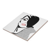 Moderne zwart-wit vrouwenportret minimalistisch tegeltje (Zijkant)