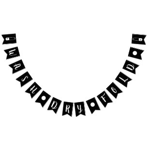 Moderne Zwart & Wit Wassen Droge Vouw Wasseruimte Vlaggetjes