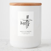 Moderne zwart-wit wax smelt voedselcontainer etiket (Voorkant)