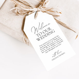 Moderne Zwart-wit Welkomstbruiloft Cadeaulabel