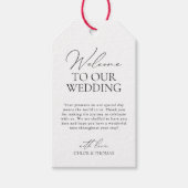 Moderne Zwart-wit Welkomstbruiloft Cadeaulabel (Voorkant)