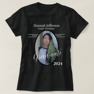 Moderne zwart-witfoto afgestudeerde t-shirt