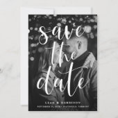 Moderne zwart-witfoto met overlay save the date (Voorkant)