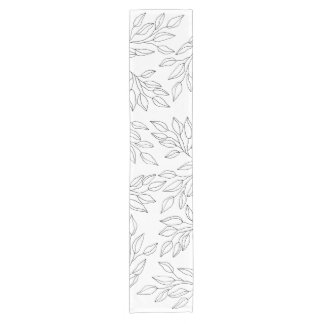 Moderne zwart-witte bladeren korte tafelloper