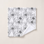 Moderne zwart-witte bloem Elegant Bad Handdoek (Wasdoekje)