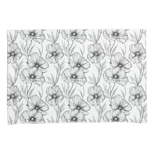 Moderne zwart-witte bloem Elegant Kussensloop (Voorkant-Rechts)