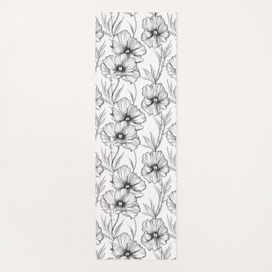 Moderne zwart-witte bloem Elegant Yogamat (Voorkant)