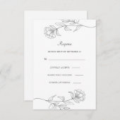 Moderne zwart-witte bloemen RSVP (Voorkant / Achterkant)