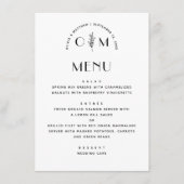 Moderne zwart-witte bloemenbruiloft | minimalistis menu (Voorkant)