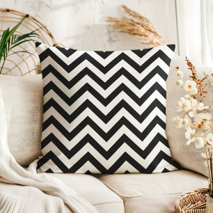 Moderne zwart-witte Chevron Zigzag Kussen