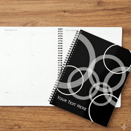 Moderne Zwart Witte Geometrische Cirkel Planner