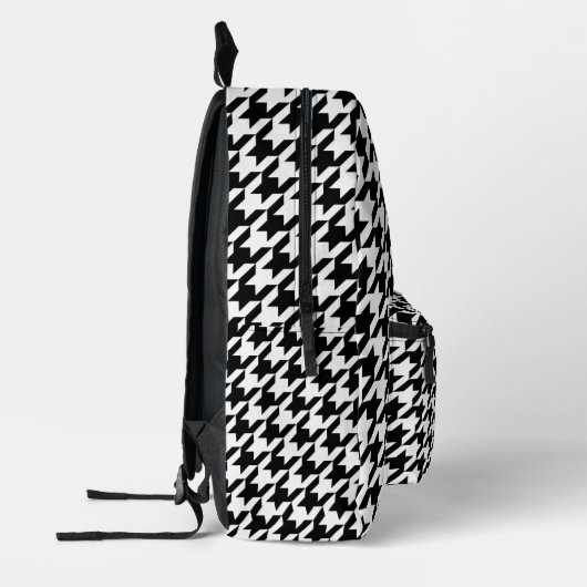 Moderne zwart-witte houndstooth monogram bedrukte rugzak (Links)