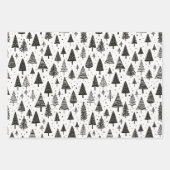 Moderne zwart-witte kerstboom inpakpapier vel (Voorkant 3)