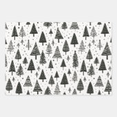 Moderne zwart-witte kerstboom inpakpapier vel (Voorkant 2)