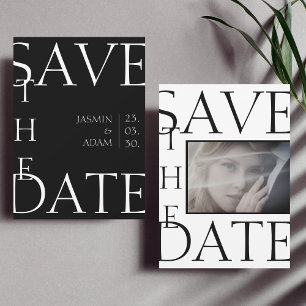 Moderne Zwart Witte Minimaal Foto Huwelijk Save The Date