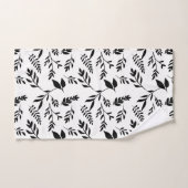 Moderne zwart-witte plantaardige bladeren | bad handdoek (Handdoek)