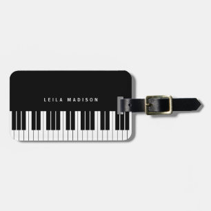Moderne Zwart-Witte Reizen Piano Toetsenbord Bagagelabel