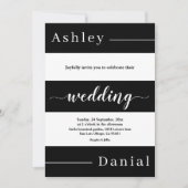 Moderne zwart-witte strepen Elegante bruiloft Kaart (Voorkant)